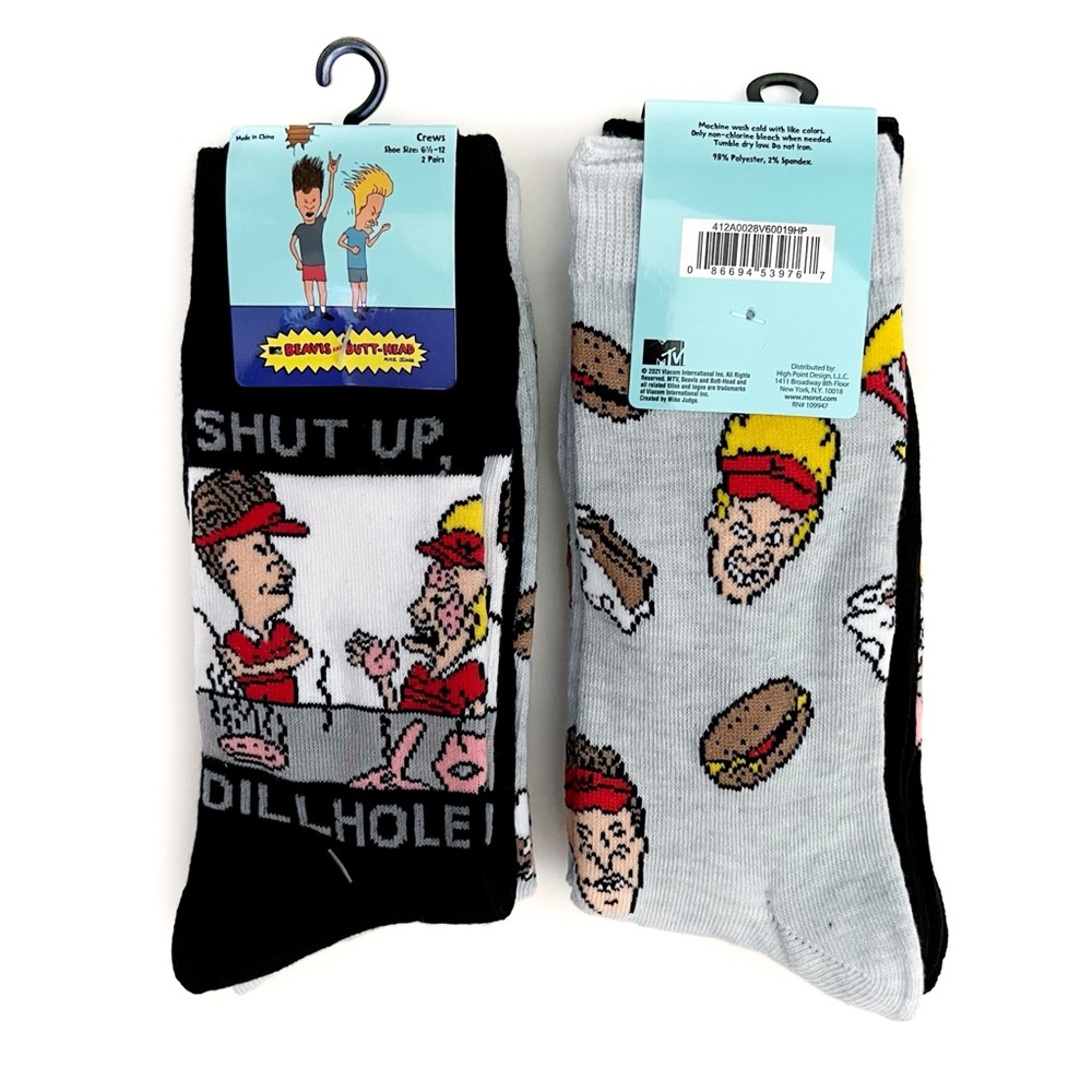 Beavis and Butt-Head Butthead Crew Socks Mens Womens Retro 90s MTV Burger World